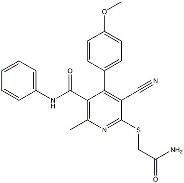 6-[(2-amino-2-oxoethyl)sulfanyl]-5-cyano-4-(4-methoxyphenyl)-2-methyl-N-phenylnicotinamide Structure