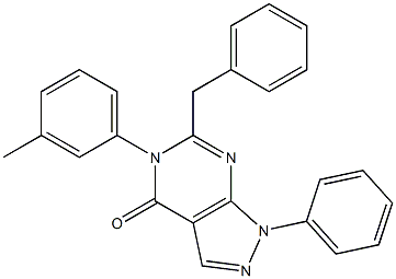 6-benzyl-5-(3-methylphenyl)-1-phenyl-1,5-dihydro-4H-pyrazolo[3,4-d]pyrimidin-4-one Structure