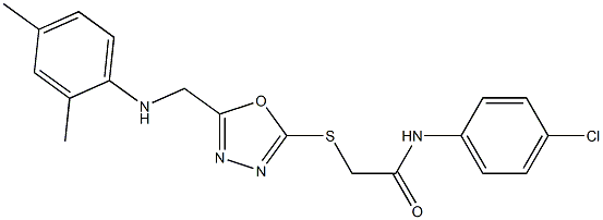 N-(4-chlorophenyl)-2-[(5-{[(2,4-dimethylphenyl)amino]methyl}-1,3,4-oxadiazol-2-yl)sulfanyl]acetamide 구조식 이미지