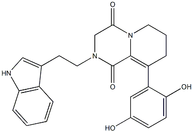 9-(2,5-dihydroxyphenyl)-2-[2-(1H-indol-3-yl)ethyl]-7,8-dihydro-2H-pyrido[1,2-a]pyrazine-1,4(3H,6H)-dione Structure