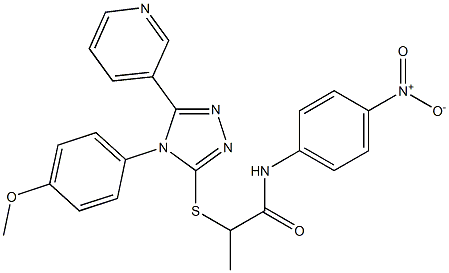 N-{4-nitrophenyl}-2-{[4-(4-methoxyphenyl)-5-(3-pyridinyl)-4H-1,2,4-triazol-3-yl]sulfanyl}propanamide 구조식 이미지