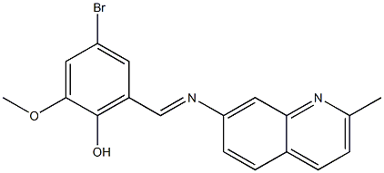 4-bromo-2-methoxy-6-{[(2-methyl-7-quinolinyl)imino]methyl}phenol 구조식 이미지