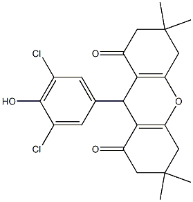 9-(3,5-dichloro-4-hydroxyphenyl)-3,3,6,6-tetramethyl-3,4,5,6,7,9-hexahydro-1H-xanthene-1,8(2H)-dione 구조식 이미지