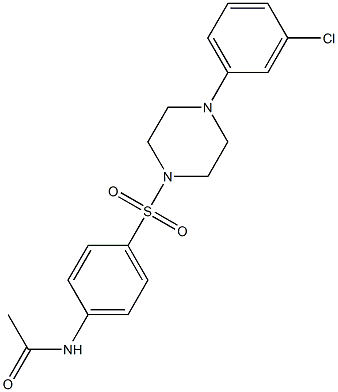 N-(4-{[4-(3-chlorophenyl)-1-piperazinyl]sulfonyl}phenyl)acetamide 구조식 이미지