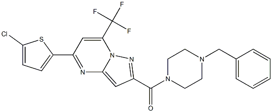 2-[(4-benzyl-1-piperazinyl)carbonyl]-5-(5-chloro-2-thienyl)-7-(trifluoromethyl)pyrazolo[1,5-a]pyrimidine 구조식 이미지