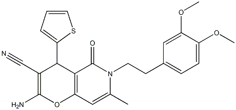 2-amino-6-[2-(3,4-dimethoxyphenyl)ethyl]-7-methyl-5-oxo-4-thien-2-yl-5,6-dihydro-4H-pyrano[3,2-c]pyridine-3-carbonitrile Structure