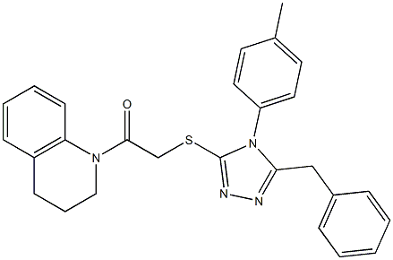 5-benzyl-4-(4-methylphenyl)-4H-1,2,4-triazol-3-yl 2-(3,4-dihydro-1(2H)-quinolinyl)-2-oxoethyl sulfide Structure