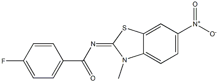 4-fluoro-N-(6-nitro-3-methyl-1,3-benzothiazol-2(3H)-ylidene)benzamide 구조식 이미지