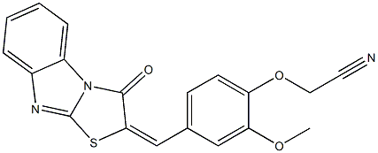 {2-methoxy-4-[(3-oxo[1,3]thiazolo[3,2-a]benzimidazol-2(3H)-ylidene)methyl]phenoxy}acetonitrile 구조식 이미지