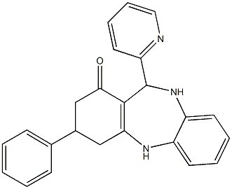 3-phenyl-11-(2-pyridinyl)-2,3,4,5,10,11-hexahydro-1H-dibenzo[b,e][1,4]diazepin-1-one 구조식 이미지