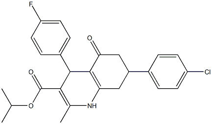 isopropyl 7-(4-chlorophenyl)-4-(4-fluorophenyl)-2-methyl-5-oxo-1,4,5,6,7,8-hexahydro-3-quinolinecarboxylate 구조식 이미지