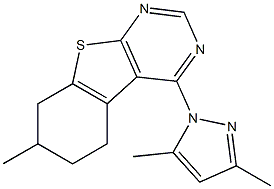 4-(3,5-dimethyl-1H-pyrazol-1-yl)-7-methyl-5,6,7,8-tetrahydro[1]benzothieno[2,3-d]pyrimidine 구조식 이미지