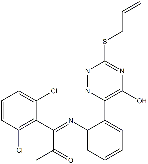 1-({2-[3-(allylsulfanyl)-5-hydroxy-1,2,4-triazin-6-yl]phenyl}imino)-1-(2,6-dichlorophenyl)acetone Structure