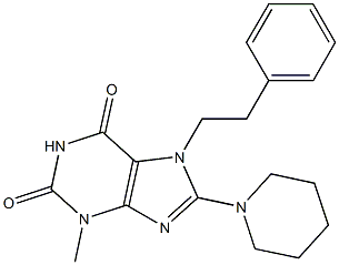 3-methyl-7-(2-phenylethyl)-8-(1-piperidinyl)-3,7-dihydro-1H-purine-2,6-dione Structure