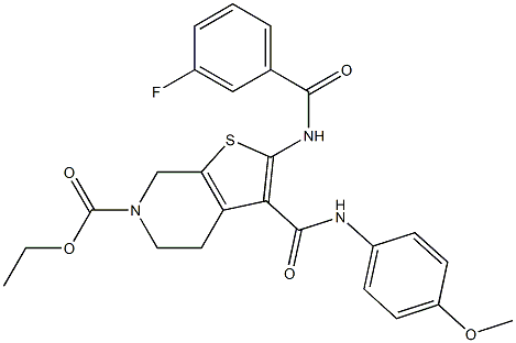 ethyl 2-[(3-fluorobenzoyl)amino]-3-[(4-methoxyanilino)carbonyl]-4,7-dihydrothieno[2,3-c]pyridine-6(5H)-carboxylate Structure