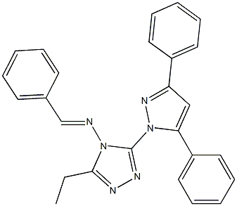 N-benzylidene-N-[3-(3,5-diphenyl-1H-pyrazol-1-yl)-5-ethyl-4H-1,2,4-triazol-4-yl]amine Structure