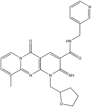 2-imino-10-methyl-5-oxo-N-(pyridin-3-ylmethyl)-1-(tetrahydrofuran-2-ylmethyl)-1,5-dihydro-2H-dipyrido[1,2-a:2,3-d]pyrimidine-3-carboxamide 구조식 이미지