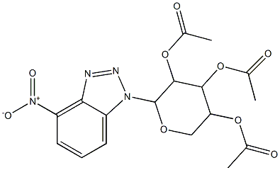 3,5-bis(acetyloxy)-2-{4-nitro-1H-1,2,3-benzotriazol-1-yl}tetrahydro-2H-pyran-4-yl acetate 구조식 이미지