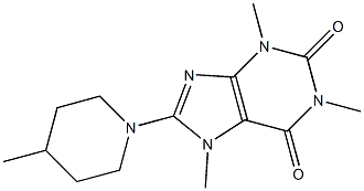 1,3,7-trimethyl-8-(4-methyl-1-piperidinyl)-3,7-dihydro-1H-purine-2,6-dione Structure