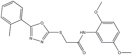 N-(2,5-dimethoxyphenyl)-2-{[5-(2-methylphenyl)-1,3,4-oxadiazol-2-yl]sulfanyl}acetamide 구조식 이미지