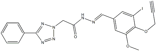 N'-[3-iodo-5-methoxy-4-(2-propynyloxy)benzylidene]-2-(5-phenyl-2H-tetraazol-2-yl)acetohydrazide 구조식 이미지