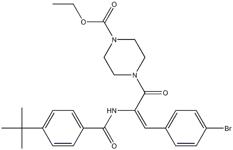 ethyl 4-{3-(4-bromophenyl)-2-[(4-tert-butylbenzoyl)amino]acryloyl}-1-piperazinecarboxylate Structure