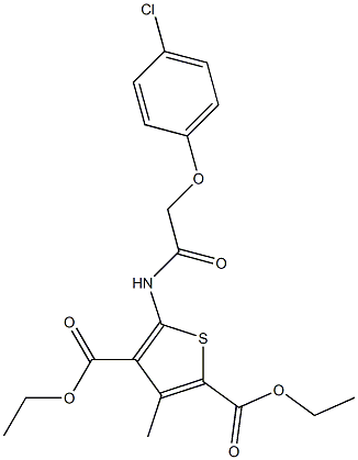 diethyl 5-{[(4-chlorophenoxy)acetyl]amino}-3-methyl-2,4-thiophenedicarboxylate 구조식 이미지