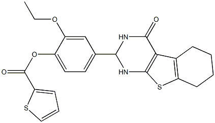 2-ethoxy-4-(4-oxo-1,2,3,4,5,6,7,8-octahydro[1]benzothieno[2,3-d]pyrimidin-2-yl)phenyl 2-thiophenecarboxylate Structure