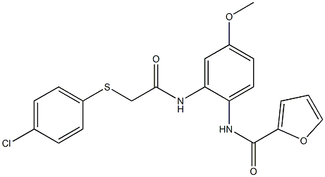 N-[2-({[(4-chlorophenyl)sulfanyl]acetyl}amino)-4-methoxyphenyl]-2-furamide Structure