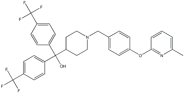 (1-{4-[(6-methyl-2-pyridinyl)oxy]benzyl}-4-piperidinyl){bis[4-(trifluoromethyl)phenyl]}methanol Structure