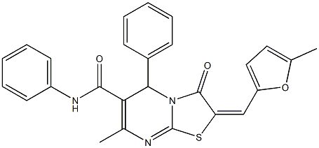 7-methyl-2-[(5-methyl-2-furyl)methylene]-3-oxo-N,5-diphenyl-2,3-dihydro-5H-[1,3]thiazolo[3,2-a]pyrimidine-6-carboxamide Structure