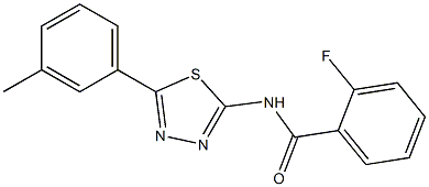 2-fluoro-N-[5-(3-methylphenyl)-1,3,4-thiadiazol-2-yl]benzamide 구조식 이미지