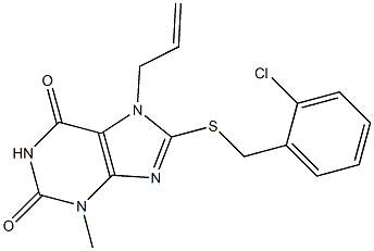 7-allyl-8-[(2-chlorobenzyl)sulfanyl]-3-methyl-3,7-dihydro-1H-purine-2,6-dione 구조식 이미지