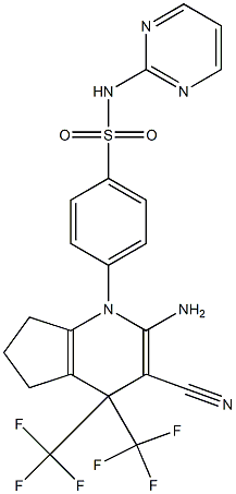 4-[2-amino-3-cyano-4,4-bis(trifluoromethyl)-4,5,6,7-tetrahydro-1H-cyclopenta[b]pyridin-1-yl]-N-(2-pyrimidinyl)benzenesulfonamide 구조식 이미지