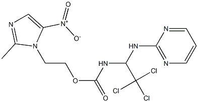 2-{5-nitro-2-methyl-1H-imidazol-1-yl}ethyl 2,2,2-trichloro-1-(2-pyrimidinylamino)ethylcarbamate 구조식 이미지