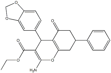 ethyl 2-amino-4-(1,3-benzodioxol-5-yl)-5-oxo-7-phenyl-5,6,7,8-tetrahydro-4H-chromene-3-carboxylate Structure