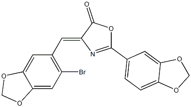 2-(1,3-benzodioxol-5-yl)-4-[(6-bromo-1,3-benzodioxol-5-yl)methylene]-1,3-oxazol-5(4H)-one 구조식 이미지