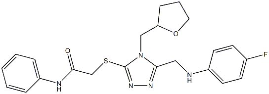 2-{[5-[(4-fluoroanilino)methyl]-4-(tetrahydro-2-furanylmethyl)-4H-1,2,4-triazol-3-yl]sulfanyl}-N-phenylacetamide 구조식 이미지