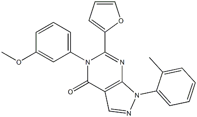 6-(2-furyl)-5-(3-methoxyphenyl)-1-(2-methylphenyl)-1,5-dihydro-4H-pyrazolo[3,4-d]pyrimidin-4-one 구조식 이미지