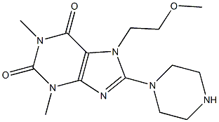 7-(2-methoxyethyl)-1,3-dimethyl-8-(1-piperazinyl)-3,7-dihydro-1H-purine-2,6-dione 구조식 이미지