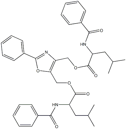 [4-({[2-(benzoylamino)-4-methylpentanoyl]oxy}methyl)-2-phenyl-1,3-oxazol-5-yl]methyl 2-(benzoylamino)-4-methylpentanoate 구조식 이미지