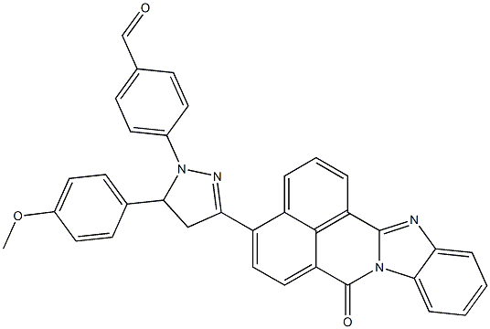 4-[5-(4-methoxyphenyl)-3-(7-oxo-7H-benzimidazo[2,1-a]benzo[de]isoquinolin-4-yl)-4,5-dihydro-1H-pyrazol-1-yl]benzaldehyde 구조식 이미지