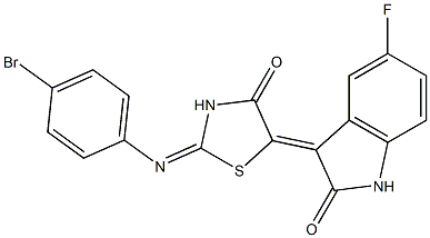 3-{2-[(4-bromophenyl)imino]-4-oxo-1,3-thiazolidin-5-ylidene}-5-fluoro-1,3-dihydro-2H-indol-2-one Structure