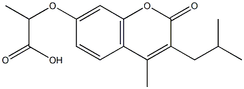 2-[(3-isobutyl-4-methyl-2-oxo-2H-chromen-7-yl)oxy]propanoic acid 구조식 이미지