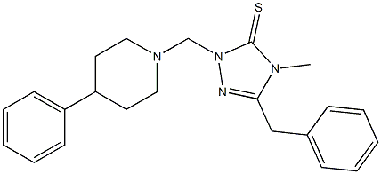 5-benzyl-4-methyl-2-[(4-phenyl-1-piperidinyl)methyl]-2,4-dihydro-3H-1,2,4-triazole-3-thione 구조식 이미지