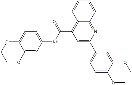 N-(2,3-dihydro-1,4-benzodioxin-6-yl)-2-(3,4-dimethoxyphenyl)-4-quinolinecarboxamide 구조식 이미지