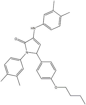 5-(4-butoxyphenyl)-3-(3,4-dimethylanilino)-1-(3,4-dimethylphenyl)-1,5-dihydro-2H-pyrrol-2-one Structure