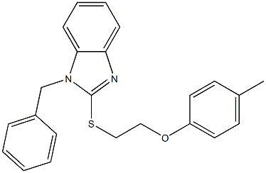 1-benzyl-2-{[2-(4-methylphenoxy)ethyl]sulfanyl}-1H-benzimidazole 구조식 이미지