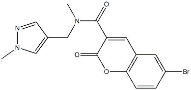 6-bromo-N-methyl-N-[(1-methyl-1H-pyrazol-4-yl)methyl]-2-oxo-2H-chromene-3-carboxamide 구조식 이미지