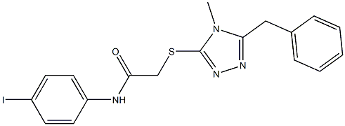 2-[(5-benzyl-4-methyl-4H-1,2,4-triazol-3-yl)sulfanyl]-N-(4-iodophenyl)acetamide 구조식 이미지